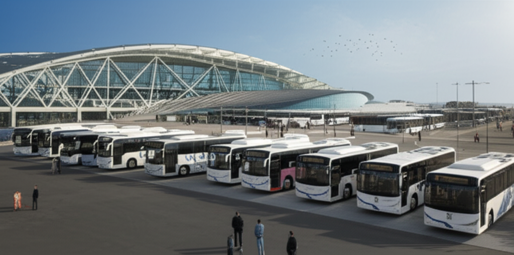 Hjärsås Buss flotta vid sportstadion